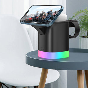 Foldable Three-In-One Mobile Phone Wireless Charging Bracket