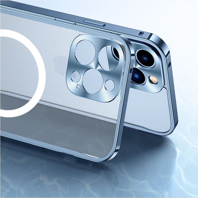 Anti-Drop Metal Frame Transparent Frosted Magnetic Phone Case