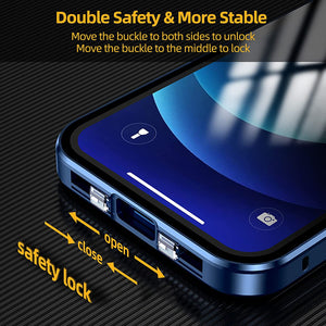 Anti-Drop Magnetic Buckle Anti-Spy Double Sided Phone Case For iPhone