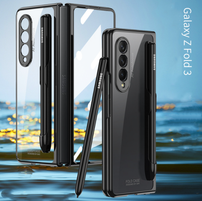 NEW YEAR SPECIALS>2022 New Tempered Transparent Zfold3 All-Inclusive Phone Case with Pen Slot