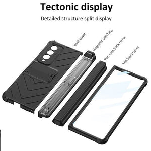 Magnetic All-included Slide Pen Case With Back Screen Glass Hinge Holder Phone Cover For Samsung Galaxy Z Fold 3 5G