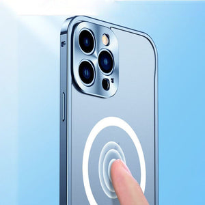 Anti-Drop Metal Frame Transparent Frosted Magnetic Phone Case