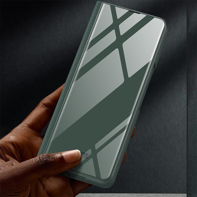2022  New High-end Side Pen Slot Carbon Fiber Embossed Glass Phone All-Inclusive Z Fold 3  Case