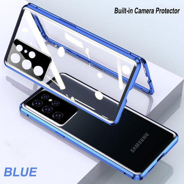 Double Sided Magnetic Tempered Glass Samsung Protection Full Covering Case